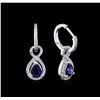 Image 2 : 1.88 ctw Blue Sapphire and Diamond Earrings - 14KT White Gold