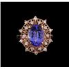 Image 2 : 5.20 ctw Tanzanite and Diamond Ring - 14KT Rose Gold