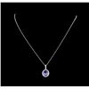 Image 2 : 3.62 ctw Tanzanite and Diamond Pendant With Chain - 14KT White Gold