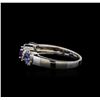 Image 3 : 0.59 ctw Amethyst, Tanzanite, and Diamond Ring - 14KT White Gold