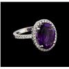 Image 1 : 4.77 ctw Amethyst and Diamond Ring - 14KT White Gold