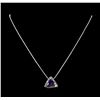 Image 2 : 2.46 ctw Tanzanite and Diamond Pendant With Chain - 14KT White Gold