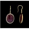 Image 2 : 6.00 ctw Ruby and Diamond Drop Earrings - 18KT Yellow Gold