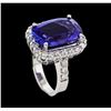Image 4 : 10.59 ctw Tanzanite and Diamond Ring - 14KT White Gold