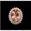 Image 2 : 14KT Rose Gold 13.41 ctw Morganite and Diamond Ring