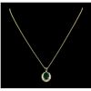 Image 1 : 3.88 ctw Emerald and Diamond Pendant With Chain - 14KT Yellow Gold