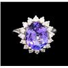 Image 2 : 5.67 ctw Tanzanite and Diamond Ring - 14KT White Gold