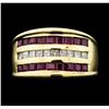 Image 2 : 0.50 ctw Ruby and Diamond Ring - 14KT Yellow Gold