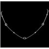 Image 1 : 2.50 ctw Sapphire and Diamond Necklace - 18KT White Gold
