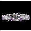 Image 1 : Crayola 17.00 ctw Pink Amethyst and White Sapphire Bracelet - .925 Silver