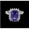 Image 2 : 3.25 ctw Tanzanite and Diamond Ring - 14KT White Gold
