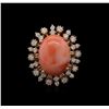 Image 2 : 9.15 ctw Coral and Diamond Ring - 14KT Rose Gold