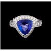 Image 2 : 3.26 ctw Tanzanite and Diamond Ring - 14KT White Gold