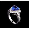 Image 4 : 3.26 ctw Tanzanite and Diamond Ring - 14KT White Gold