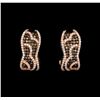 Image 1 : 1.28 ctw Brown and White Diamond Earrings - 14KT Rose Gold