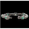Image 3 : 2.84 ctw Emerald and Diamond Bracelet - 14KT White Gold