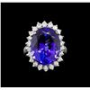 Image 2 : GIA Cert 11.40 ctw Tanzanite and Diamond Ring - 14KT White Gold