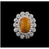 Image 2 : 3.96 ctw Opal and Diamond Ring - 14KT White Gold