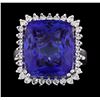 Image 2 : 18.13 ctw Tanzanite and Diamond Ring - 14KT White Gold