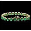 Image 2 : 16.63 ctw Emerald and Diamond Bracelet - 14KT Yellow Gold