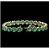 Image 3 : 16.63 ctw Emerald and Diamond Bracelet - 14KT Yellow Gold