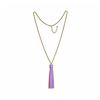 Image 1 : Leather Tassel Chain Necklace - Gold Plated