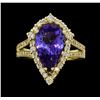 Image 2 : 3.10 ctw Tanzanite and Diamond Ring - 14KT Yellow Gold