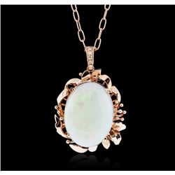 14KT Rose Gold 15.31 ctw Opal and Diamond Pendant With Chain