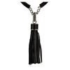 Image 2 : Leather Tassel Pendant Necklace - Rhodium Plated