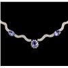 Image 1 : 14KT White Gold 18.33 ctw Tanzanite and Diamond Necklace