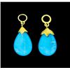 Image 2 : 2.00 ctw Turquoise and Diamond Earring Jackets - 18KT Yellow Gold