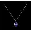 Image 1 : GIA Cert 30.28 ctw Tanzanite and Diamond Pendant With Chain - 14KT White Gold