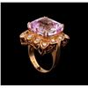 Image 4 : 14KT Rose Gold GIA Certified 25.19 ctw Kunzite and Diamond Ring