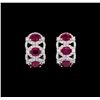 Image 1 : 2.43 ctw Ruby and Diamond Earrings - 18KT White Gold
