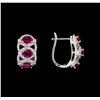 Image 2 : 2.43 ctw Ruby and Diamond Earrings - 18KT White Gold