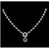Image 1 : 14KT White Gold 5.50 ctw Tanzanite and Diamond Necklace
