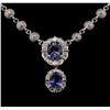 Image 2 : 14KT White Gold 5.50 ctw Tanzanite and Diamond Necklace
