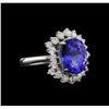 14KT White Gold 3.88 ctw Tanzanite and Diamond Ring