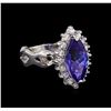 Image 1 : 3.00 ctw Tanzanite and Diamond Ring - 14KT White Gold