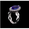 Image 4 : 3.00 ctw Tanzanite and Diamond Ring - 14KT White Gold
