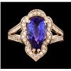 Image 2 : 3.12 ctw Tanzanite and Diamond Ring - 14KT Rose Gold