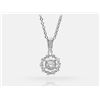 Image 1 : Diamond Flower Pendant With Chain - 14KT White Gold