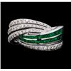 Image 2 : 0.66 ctw Emerald and Diamond Ring - 18KT White Gold
