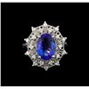 Image 2 : 3.97 ctw Tanzanite and Diamond Ring - 14KT White Gold