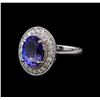 Image 1 : 4.00 ctw Tanzanite and Diamond Ring - 14KT White Gold