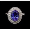 Image 2 : 4.00 ctw Tanzanite and Diamond Ring - 14KT White Gold