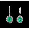 Image 1 : 5.54 ctw Emerald and Diamond Earrings - 14KT White Gold