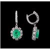 Image 2 : 5.54 ctw Emerald and Diamond Earrings - 14KT White Gold