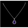 Image 1 : 14KT White Gold GIA Certified 16.01 ctw Tanzanite and Diamond Pendant With Chain
