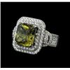 Image 1 : 9.71 ctw Yellow Sapphire and Diamond Ring - 14KT White Gold
